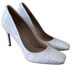 Sam Edelman Beth Croc Embossed Leather Stiletto Heel in Grey Size 7.5